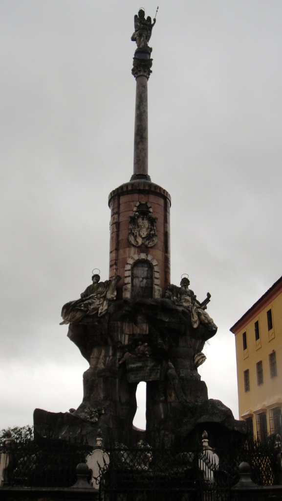 The Peste Monumento, also called the Triunfo de San Rafael. It was commissioned in 1736 as a monument to San Rafael, who was believed to have protected Córdoba from the Plague. 
